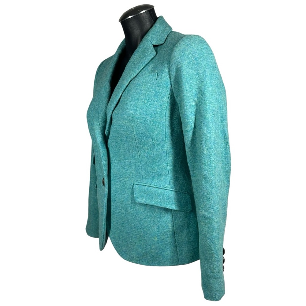 Talbots Wool Blend Teal Blue Blazer 2 Petite Single Breasted Structured Tailored - Picture 6 of 9